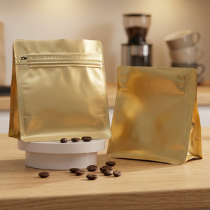 Bolsas de Café con Fondo Plano, Varios Tamaños, Bolsas Negras con Fondo Plano para Alimentos, Dulces, con Válvula y Cierre, para Regalos, en Stock, 100 Unidades - Product Image 3