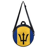 Sac à bandoulière circulaire en PU imprimé drapeau national de la Barbade, sac à dos convertible léger pour femme