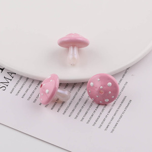Cuentas acrílicas de hongo con lunares rojos para hacer joyas, accesorios de bricolaje, suministros de manualidades de forma redonda de 10mm - Product Image 5