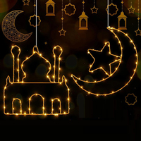Guirlande lumineuse LED Eid Mubarak musulmane, étanche, en fer forgé, motifs lune, étoile et château, piles AA, Ramadan