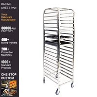 Chariot de rangement à 20 niveaux en acier inoxydable pour plateaux de cuisson, avec roulettes, pour refroidissement et stockage en cuisine commerciale et boulangerie