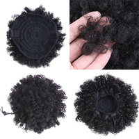 Chignon Afro court en cheveux naturels pour femme, postiche queue de cheval à cordon, extension de cheveux bouclés crépus à clipser