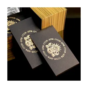 Biglietto da visita con LOGO a caldo personalizzato di lusso con bordo dorato rettangolo stampa digitale a getto d'inchiostro cartone nero