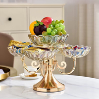 Licht luxe Scandinavische glazen meerlaagse fruitplank, gedroogd fruit vijf-vakjes schaal voor huishoudelijk gebruik in de woonkamer, licht luxe dienblad