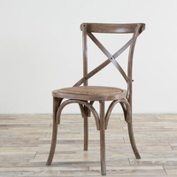 Chaise X de bistrot en bois massif de hêtre blanc empilable de haute qualité pour l'extérieur, idéale pour la location et les mariages