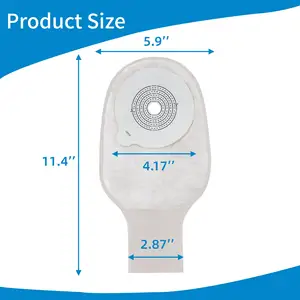 Ovand012 Skin-friendly Design Medical Hydrocolloid Barrier Ostomy Bag Sealing Clip Design One-piece Colostomy Bag For Adult