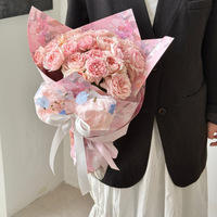 Papier d'emballage floral magnifique et somptueux pour la Saint-Valentin, populaire en ligne, papier d'emballage artistique pour bouquets de fleurs