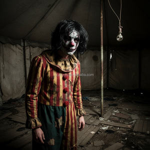 Masque de <span class=keywords><strong>clown</strong></span> effrayant en plastique, masque intégral avec perruque pour Halloween, fêtes d'horreur et événements sur le thème de l'obscurité - Product Image 3