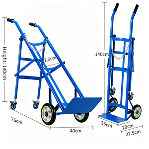 1. Chariot à bouteilles à double réservoir de gaz, robuste, en acier, avec roues et cadre renforcé, pour le soudage industriel au gaz - Product Image 6