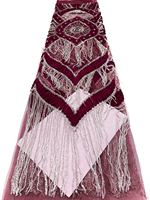 Tissu en dentelle française de luxe NI.AI brodé de perles avec sequins, tissu nigérian brodé de perles et de sequins pour les fêtes