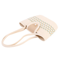 Sac fourre-tout tissé en coton style tresse moyenne pour femme, avec fermoir magnétique, grande capacité, style tendance transfrontalier