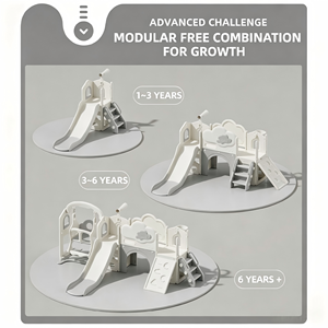 Ensemble de toboggan, balançoire et structure d'escalade en plastique PE pour enfants, équipement de terrain de jeu multifonctionnel pour tout-petits, maternelle et garderie - Product Image 4