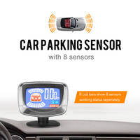 Radar de recul de voiture LCD, pour voiture, système de capteurs de stationnement, 8 capteurs, vente en gros,