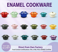 Cocotte en fonte émaillée LFGBFDA, pot de cuisson avec logo personnalisé sur le bouton, compatible induction et gaz, vente en gros, ustensile de cuisine