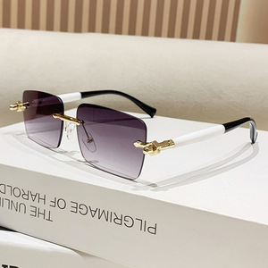 Gafas de Sol Cuadradas Sin Montura, Lentes Degradadas, Protección UV400, Ligeras, Unisex, Casuales, para Adultos, a la Moda - Product Image 2