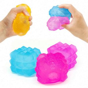 Nee Doh-Style Squishy TPR Stress Relief Toy-Water Cube/Polygonal Ice <b>Block</b>/ Cube Squeezable Fidget Toy for Ages 5+ - Product Image 1