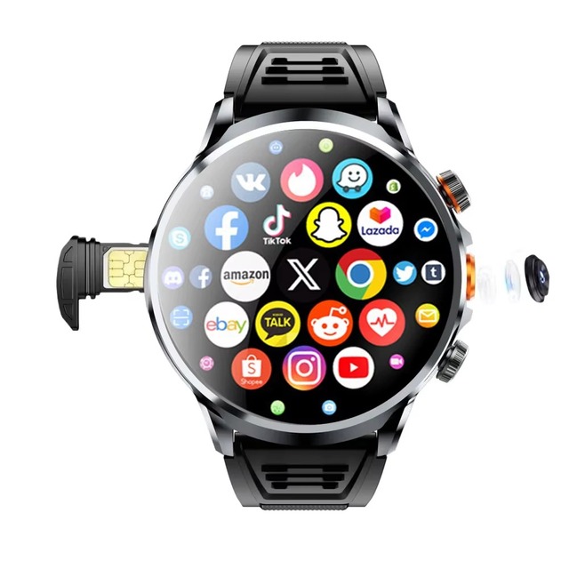 H18 4G LTE Smart Watch Big Screen 3+32GB WIFI GPS Camera Tiktok YouTube Android IOS Model Sim Card Access Touch Control Rubber