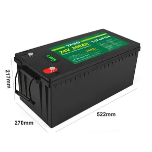 Solar Battery YABO Power Technology OEM Rechargeable Solar Storage Deep Cycle 200ah Lifepo4 Battery Pack 24v