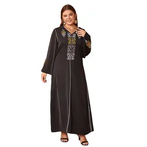 ファッションアラビア語イスラム教徒アバヤ女性長袖カフタンフード付きローブ刺Embroideryドレストルコのイスラム服2024新しいスタイル