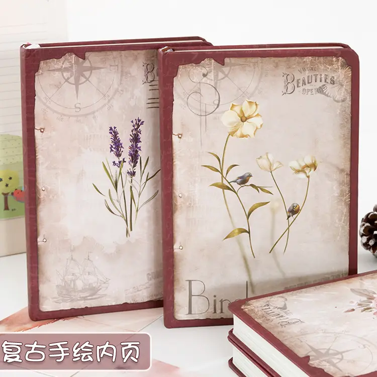 Dream Flower Retro Journal Book Coreia do Sul Cor criativa Página Papelaria mão desenhada ilustração Memo Diário Book