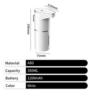 เครื่องจ่ายสบู่เหลวอัตโนมัติสีขาว ABS สำหรับห้องน้ำ แบบเซ็นเซอร์ไร้สัมผัส ทันสมัย พร้อมฟองละเอียด 3 ระดับ ความจุ 350 มล. ชาร์จด้วย USB - Product Image 3