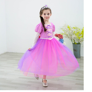 De Halloween Navidad Fiesta chicas vestido Puff traje de manga princesa Rapunzel para niños 1-12 años - Product Image 3