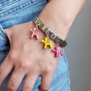 Gelang liontin anjing balon elastis Italia desain baru gelang Fashion wanita gelang baja tahan karat tidak ada noda perhiasan Set wanita - Product Image 6