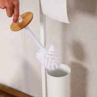 Porte-rouleau de papier toilette en métal bambou blanc 2 en 1 et ensemble de brosses accessoires de nettoyage de salle de bain sur pied outils à la maison hôtel