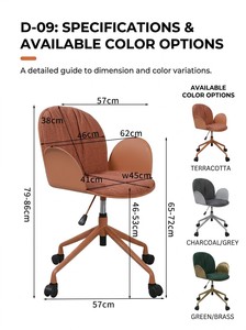 Chaise de bureau pivotante à 360° avec base 5 étoiles, rembourrage en tissu confortable, réglage de la hauteur par vérin à gaz - Product Image 3