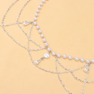 Chaîne de taille traditionnelle chinoise en or blanc avec perles et pompons, accessoire de fête pour femmes - Product Image 3