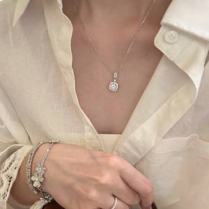 Vintage Style S925 Sterling Silver Bell Pendant Necklace with Sparkling Diamond <b>Stars</b> Luxury <b>Light</b> Brushed - Product Image 5