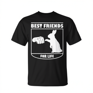 T-shirt Bunny Friends For Life avec motif lapin mignon, unisexe pour adulte, manches courtes, col rond, imprimé en sérigraphie, chemise promotionnelle - Product Image 3