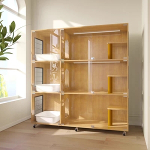 Casa y Jaula de Madera de Lujo para Varios Gatos, Perfecta como Condominio, Villa, Catio, Caseta para Mascotas y Solución de Recinto para Animales - Product Image 1