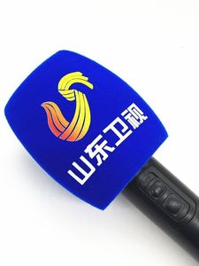Cubiertas de impresión de espuma de micrófono de metal personalizadas parabrisas flocado con logotipo para estaciones de TV y entrevistas de reporteros - Product Image 6