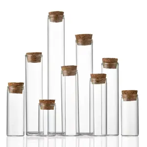 Mini Clear Glass Wishing Small Drift Bottle Vals With Cork Glass Tube Corked Jars Candy Bottle