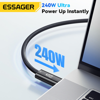Essager grosir pengisi daya Cepat Usb 4.0 40Gbps 1M nilon 240W pengisi daya ponsel Tipe C ke C kabel Transfer Data