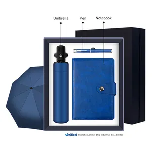 Promocionais venda quente 3 peças em 1 caderno simples caneta de metal guarda-chuva luxo brindes corporativos set