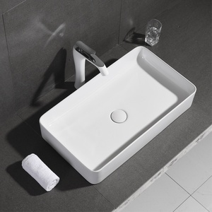 Lavabo da Appoggio Quadrato in Ceramica di <span class=keywords><strong>Piccole</strong></span> <span class=keywords><strong>Dimensioni</strong></span> con Foro Singolo per Balcone e Bagno - Product Image 1
