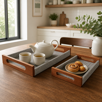 Plateau de service minimaliste en bois recouvert de cuir pour le salon, la cuisine, la table et le rangement des articles divers sur le bureau