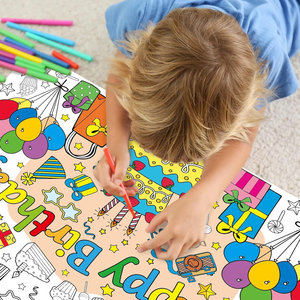 2 pièces de papier décoratif pour le Ramadan et les anniversaires, avec 6 stylos, nappe à colorier, crayon DIY, nappe jetable pour les jeux d'enfants - Product Image 4