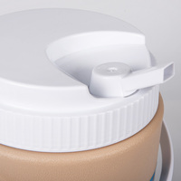 Seau isotherme portable de 3 L en mousse épaisse beige avec poignée, couvercle à vis anti-fuite, glacière portable