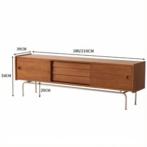 Mobile da <span class=keywords><strong>Soggiorno</strong></span> in <span class=keywords><strong>Legno</strong></span> <span class=keywords><strong>Massello</strong></span>, Armadio Resistente e Robusto con Credenza Laterale e Cassetti, Colore Noce - Product Image 5