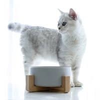 Bol en céramique pour chien et chat, cadre en bois mat durable multicolore, vente en gros du fabricant