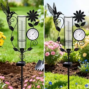 Pluviomètre en verre VividLadybug, décoratif, solaire, pour extérieur, avec motif chien et oiseau, pour jardin, pelouse, allée - Product Image 5
