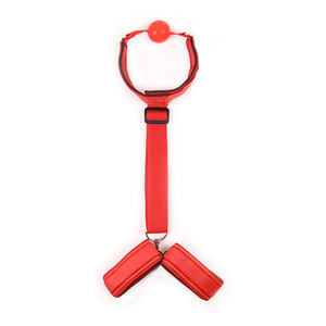 Alternative Couple Sex Toys: Red and Black Handcuffs, Neck Restraint Straps, Neck <b>Rings</b>, <b>Gag</b> Balls, Reverse Handcuffs - Product Image 3