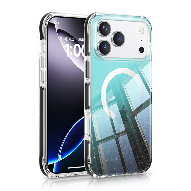 OEM/ODM Gradient Sparkle Magnetic Phone Case for iPhone 17 Anti-Drop Anti-Fingerprint Bulk Supply Protective Case For Samsung