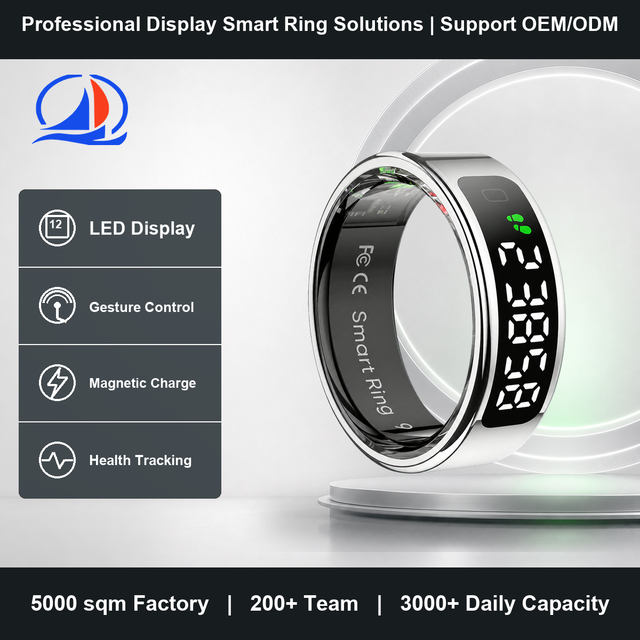 OEM Display Smart Ring Gesture Control Heart Rate Blood Oxygen Sleep Tracking Magnetic Charging for Fitness and Daily Wellness