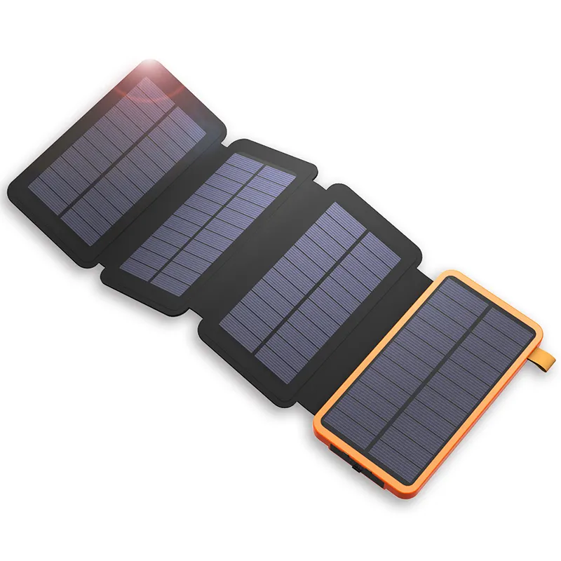 Banco de energía solar portátil para acampar y senderismo, cargador de teléfono solar de 9W y 10W, 30000mah