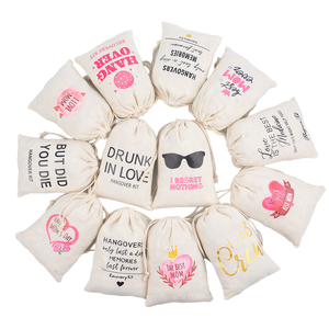 Bolsa de <span class=keywords><strong>Kit</strong></span> de Recuperación para la <span class=keywords><strong>Resaca</strong></span> Personalizable y Ecológica de Algodón y Lino con Cordón, para Regalo de Despedida de Soltera con Logotipo Personalizado - Product Image 1