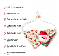 Pañuelo de Navidad para mascotas, suave, reversible, triangular, con adorno 3D de Papá Noel, hebilla ajustable, collar de entrenamiento para mascotas, moderno e impermeable